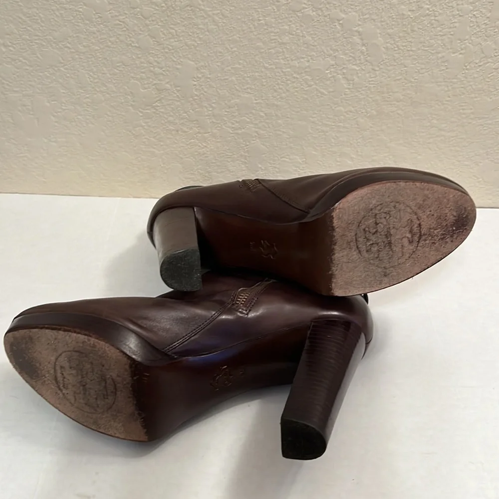 Tory Burch Barrick brown leather platform ankle boots - Picture 7 of 8